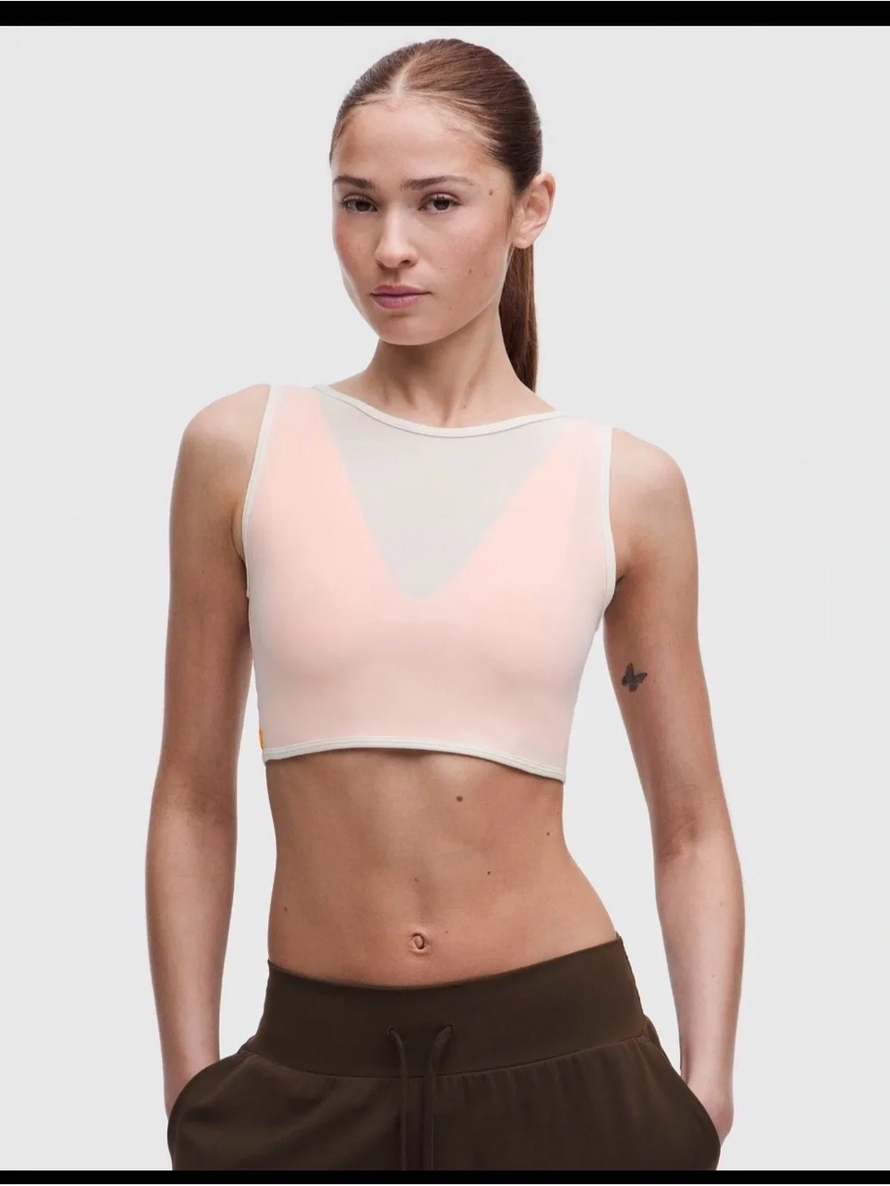 Lululemon Bend This Mesh Bandeau V-Neck Bra citrus SIZZLE orange | S/M | NWT